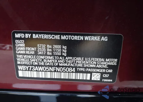 2022 BMW I4 Edrive40 from USA, damaged, VIN WBY73AW05NFN05084